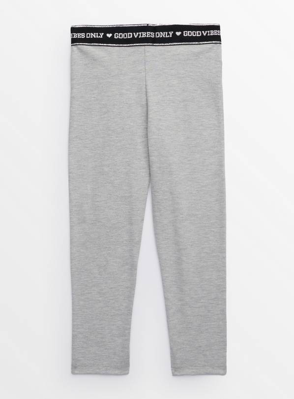 Grey Marl Good Vibes Waistband Leggings 13 years