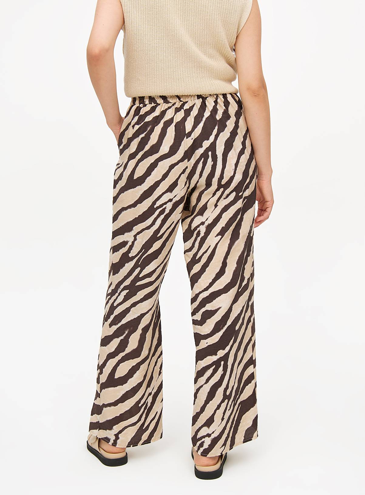 Brown Zebra Print Wide Leg Trousers 18 - Image 4