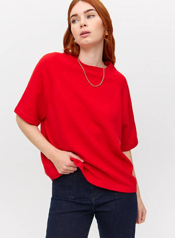 Red Soft Yarn Short Sleeve Jumper  16