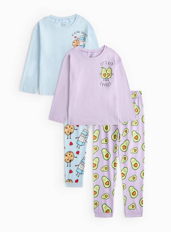 Avocado & Cookie Print Pyjama 2 Pack 6-7 years