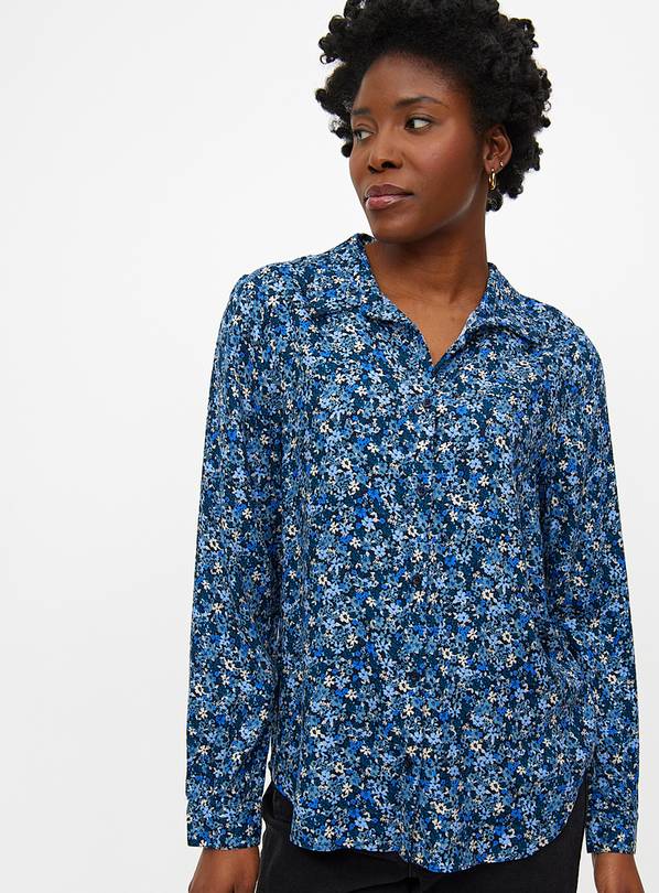 Blue Floral Ditsy Printed Regular Fit Shirt 12