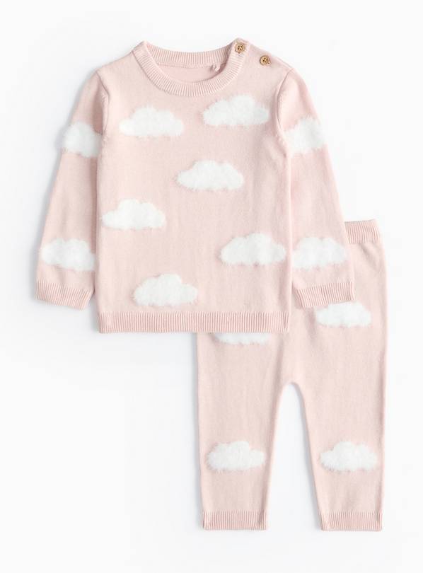 Pink Cloud Knitted Jumper & Leggings Set 9-12 months