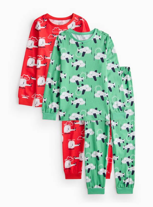 Red & Green Vehicle Printed Pyjama Sets 2 Pack 1-2 years