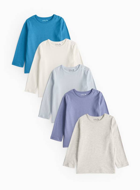 Blue Long Sleeve T-Shirts 5 Pack 9-12 months