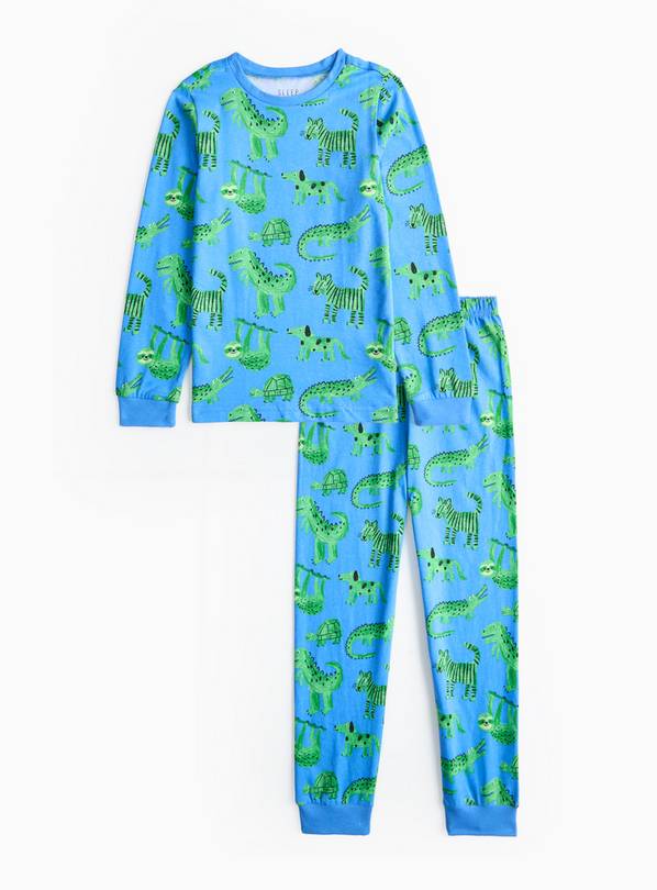 Blue Animal Printed Pyjamas 6-7 years