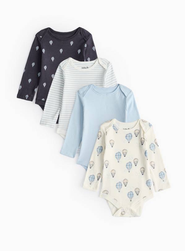 Hot Air Balloon Long Sleeve Bodysuits 4 Pack 3-6 months