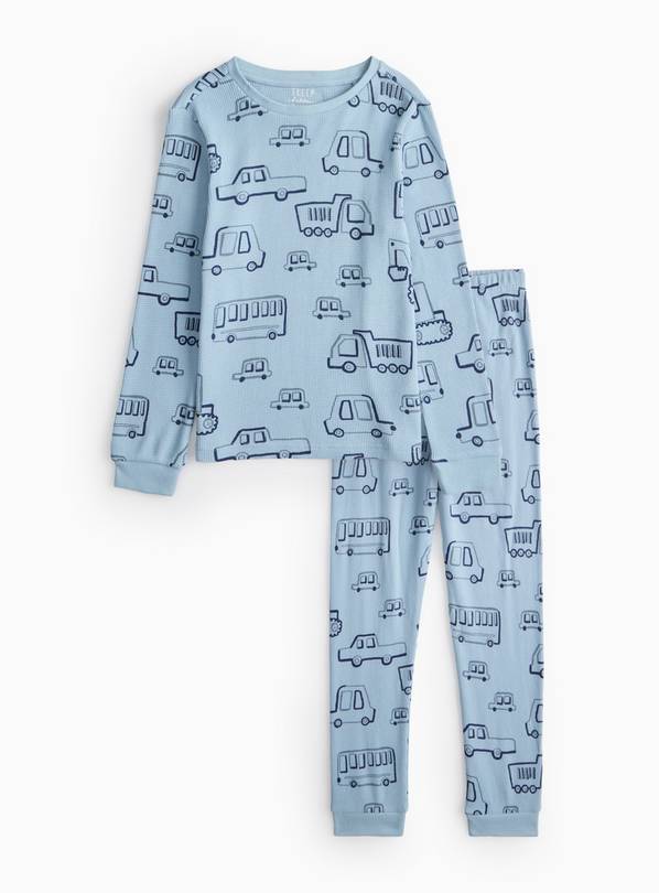 Blue Vehicle Print Waffle Pyjamas 1-2 years