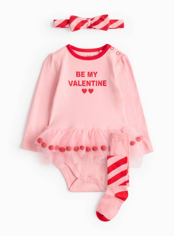 Be My Valentine Tutu Bodysuit 3-Piece Set 3-6 months