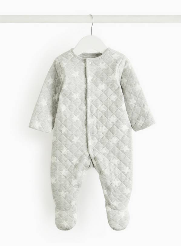 Grey Star Print Quilted 2.5 Tog Sleepsuit  Up to 3 mths