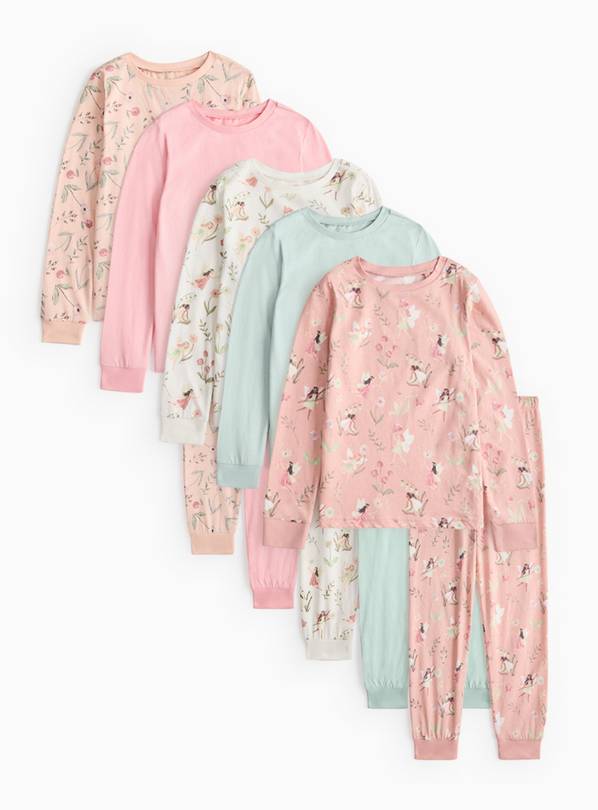 Floral & Fairy Print Pyjama Sets 5 Pack 1-2 years