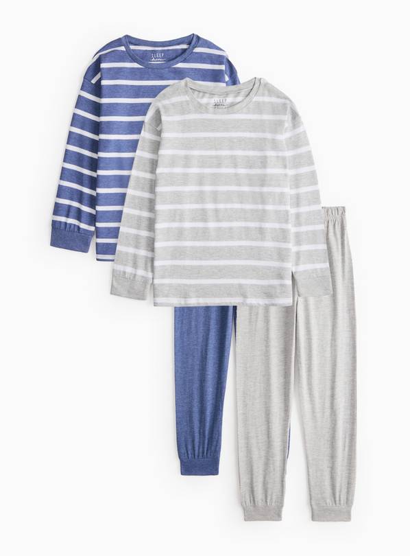 Navy & Grey Striped Pyjama Sets 2 Pack 1-2 years