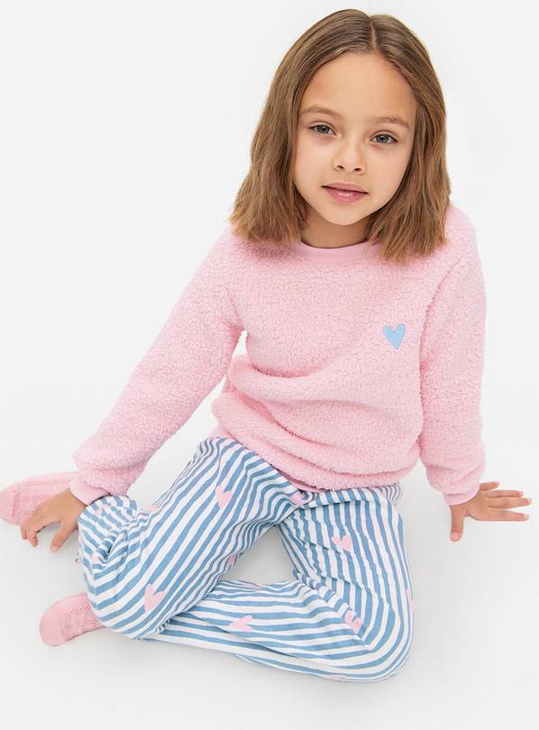 Borg Sweatshirt & Stripe Trouser Set 12-13 years