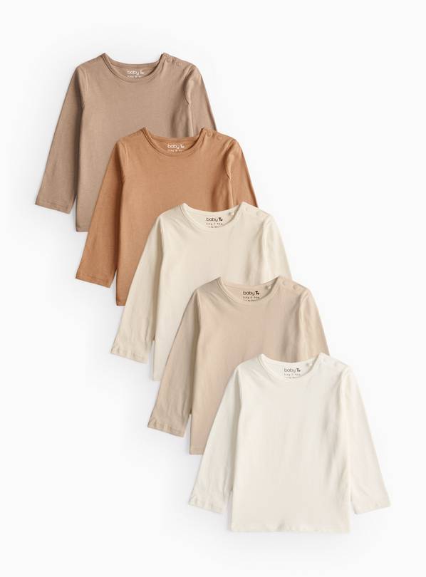 Neutral Long Sleeve T-Shirt 5 Pack 6-9 months