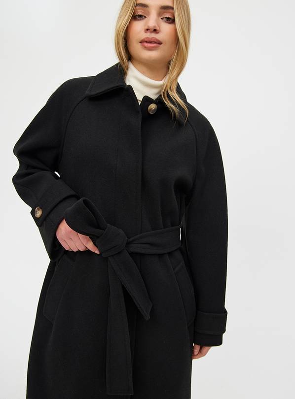 Black Wool-Look Trench Coat 10