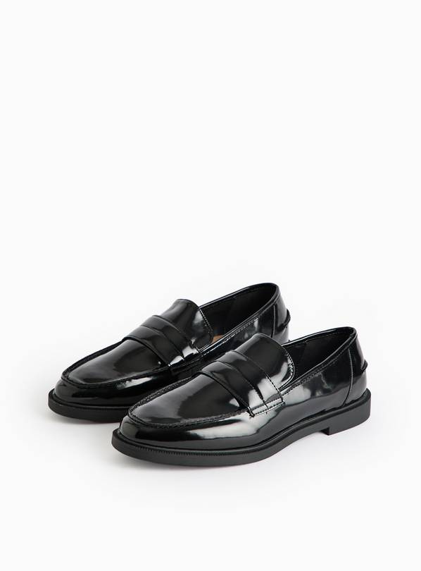 Black Patent Wide-Fit Loafers  8