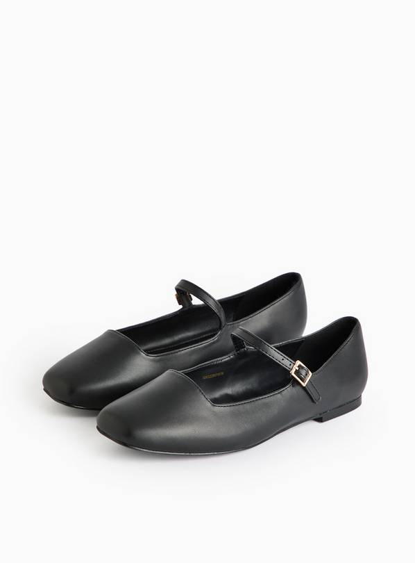 Black Wide-Fit Ballerina Mary-Jane Shoes 8