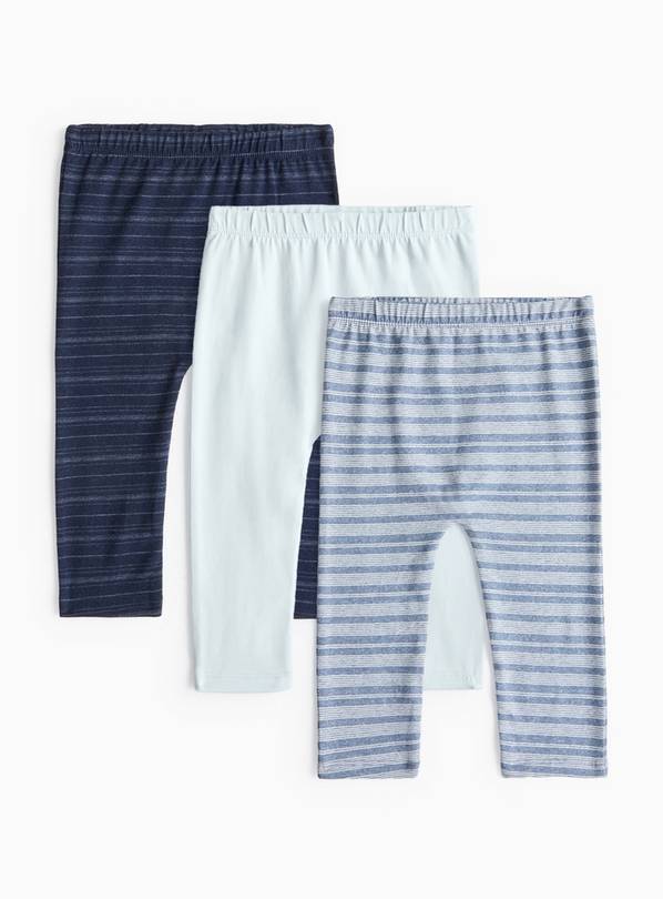 Blue & Stripe Print Leggings 3 Pack  6-9 months