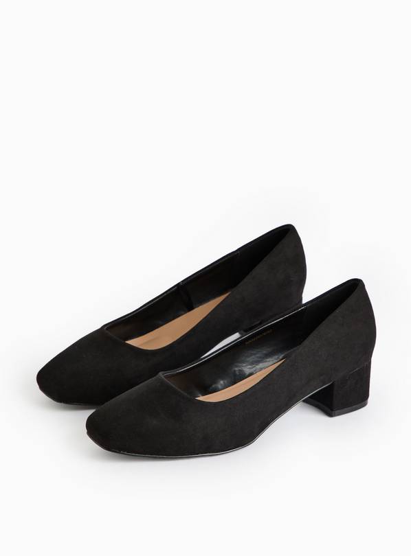 Black Faux Suede Wide-Fit Court Heels 7