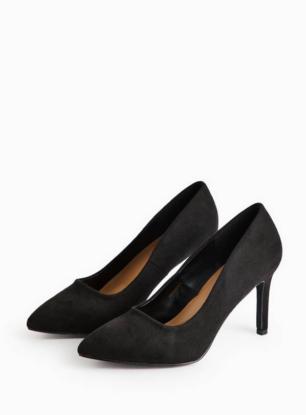 Black Faux Suede Wide-Fit Stiletto Heels 6