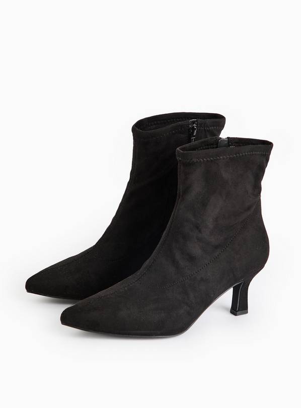 Black Faux Suede Wide-Fit Pointed Ankle Boots 9