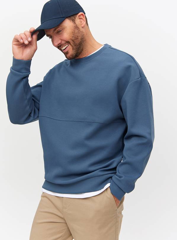 Blue Crew Neck Relaxed Sweatshirt XXXL