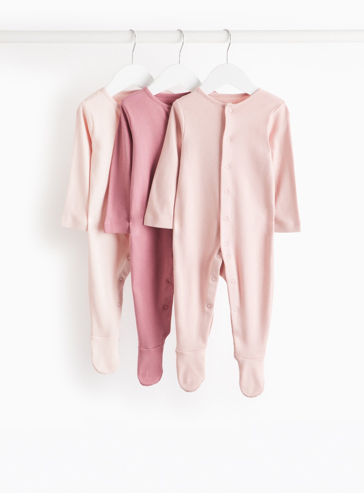 Pink Long Sleeve Sleepsuits 3 Pack Up to 1 mth