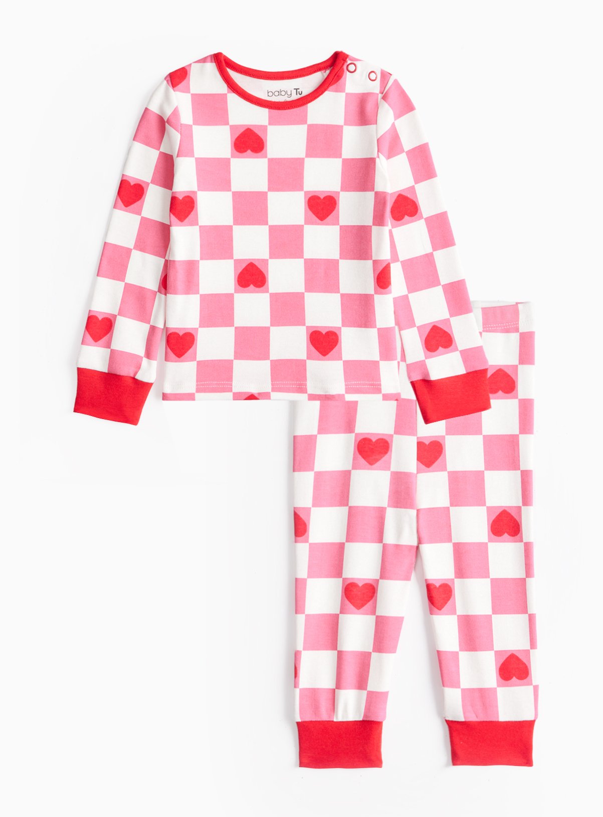 Pink Heart Checkered Print Pyjamas 3-6 months