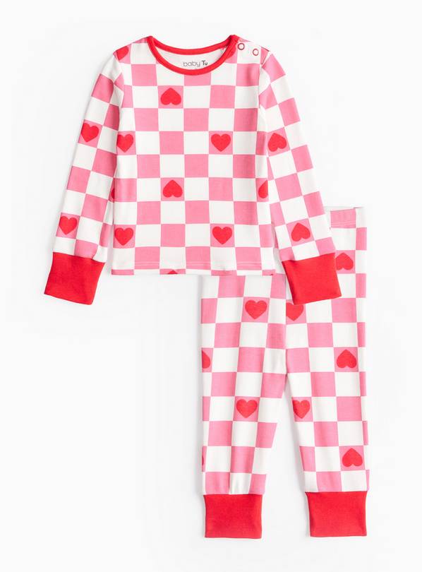 Pink Heart Checkered Print Pyjamas 3-6 months