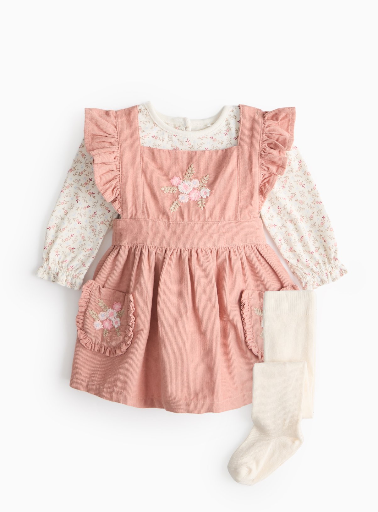 Pink Vintage Dress with Bodysuit & Tights 6-9 months