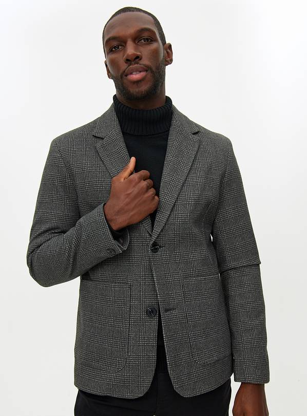 Charcoal Textured Check Tailored Blazer XL