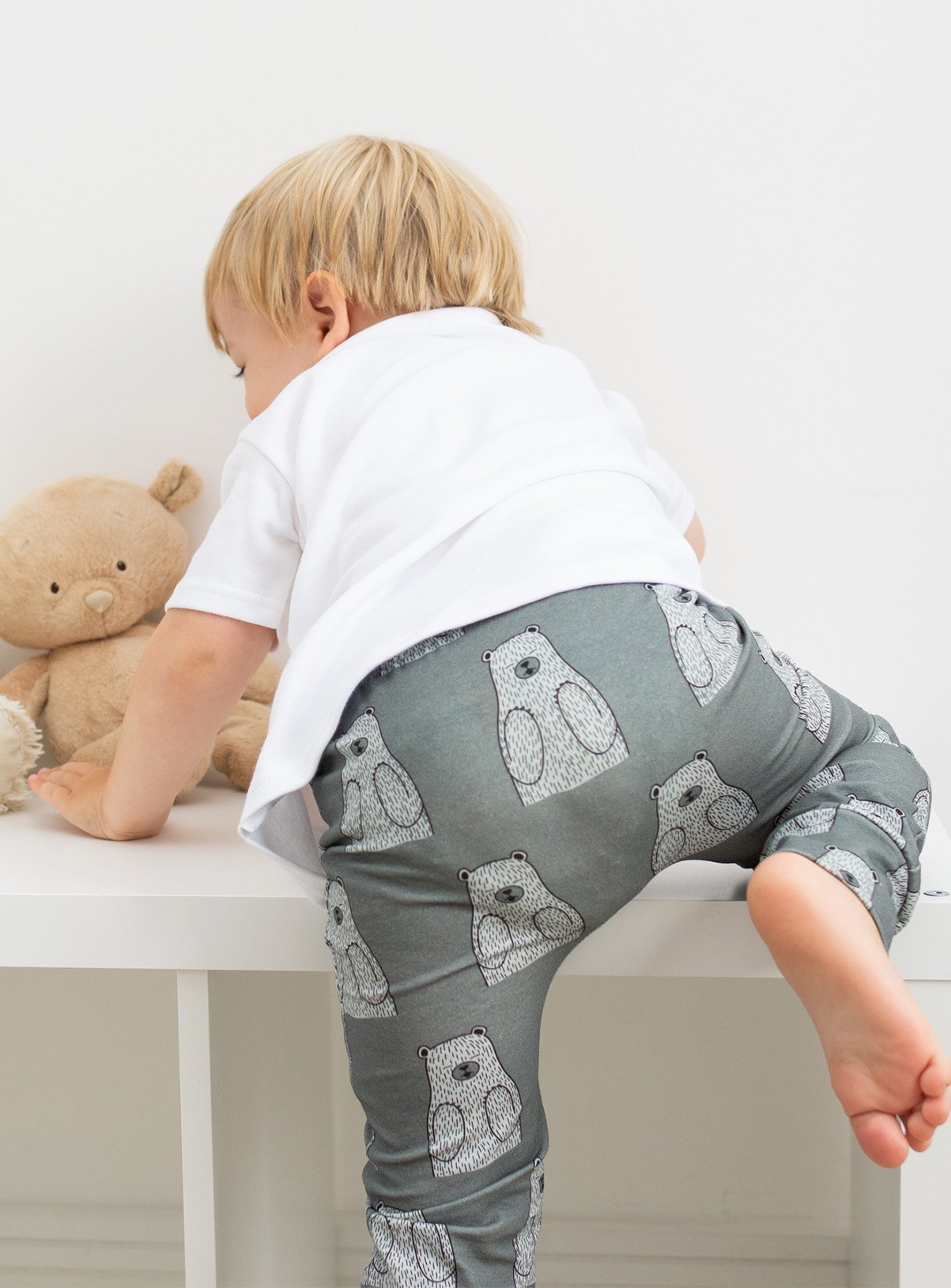 Grey FRED & NOAH Grey Bear Leggings (4-5 Years) - Fred and Noah by Sainsbury's