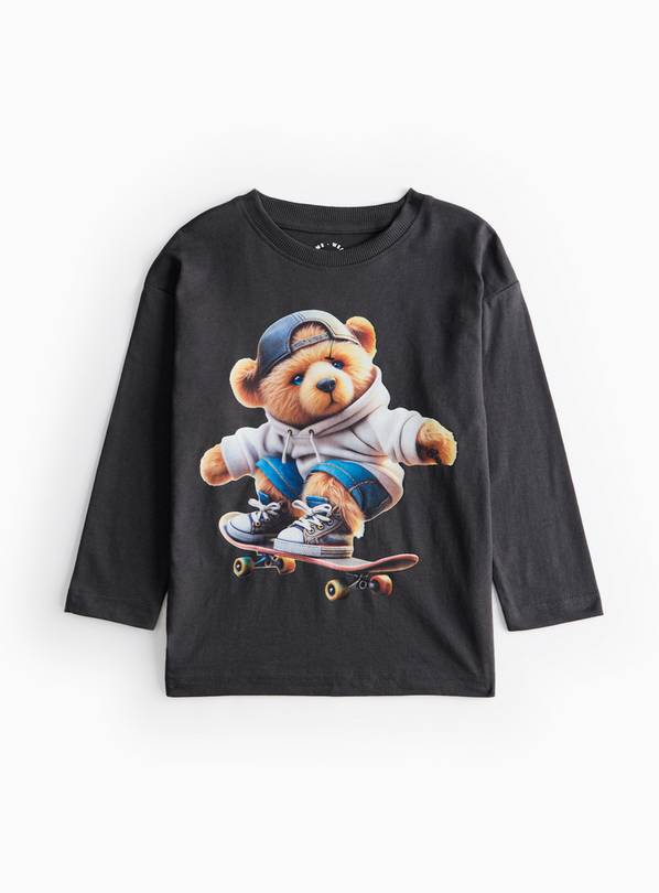 Charcoal Skating Bear Graphic Sweatshirt 1-2 years