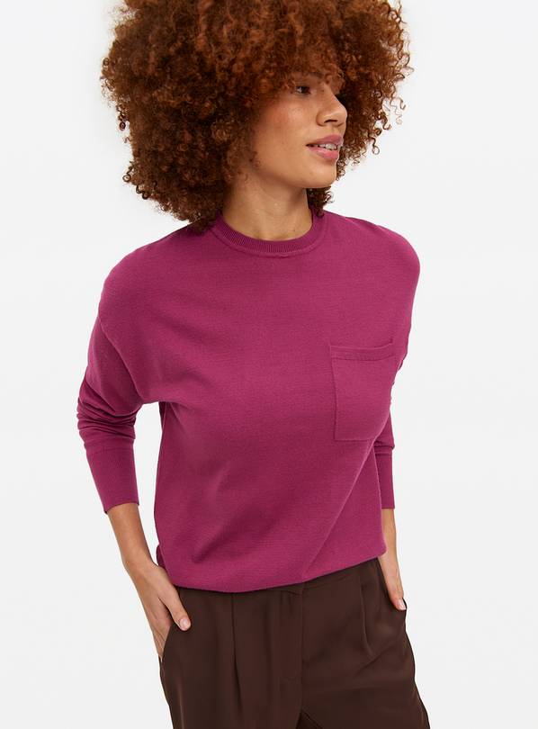 Pink Pocket Crew Neck Jumper 10