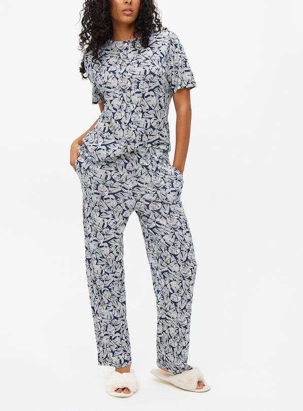 Blue Banana Leaf Print Co-ord Pyjama Bottoms XXL