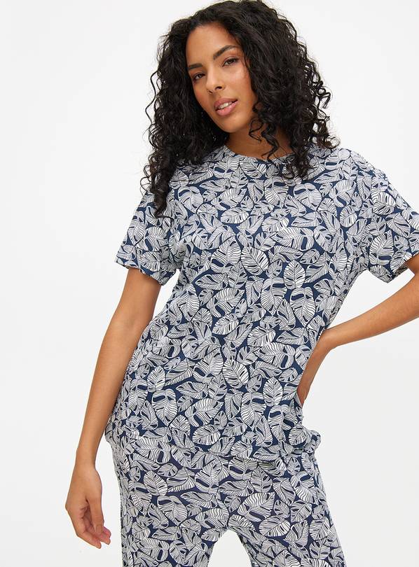 Blue Banana Leaf Print Co-ord Pyjama Top S