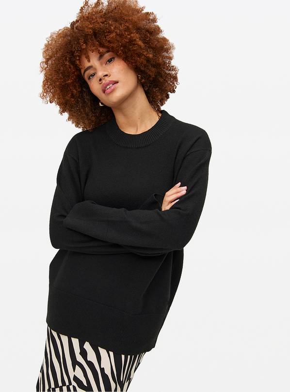 Black Relaxed Cosy Crew Neck Jumper 10