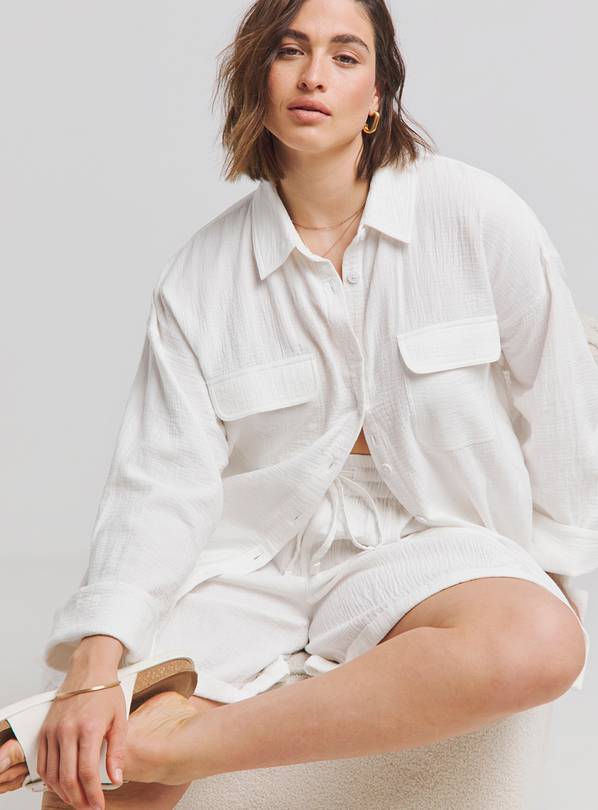 SIMPLY BE Cheesecloth Double Pocket Oversized Shirt 12