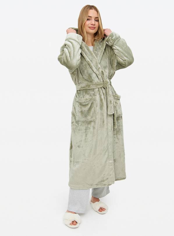 Sage Green Plush Dressing Gown S