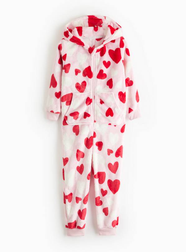 Pink Heart Print Fleece All-In-One 4-5 years