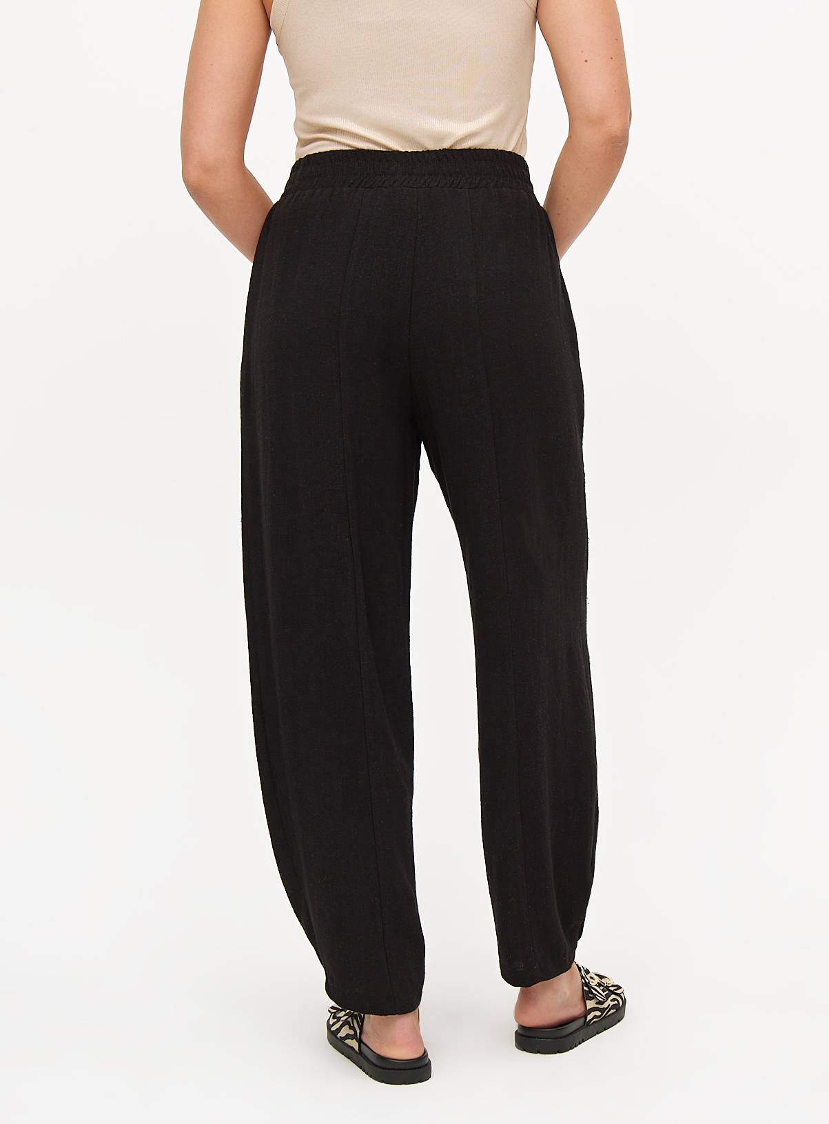 Black Linen Blend Barrel Leg Trousers 20 - Image 4