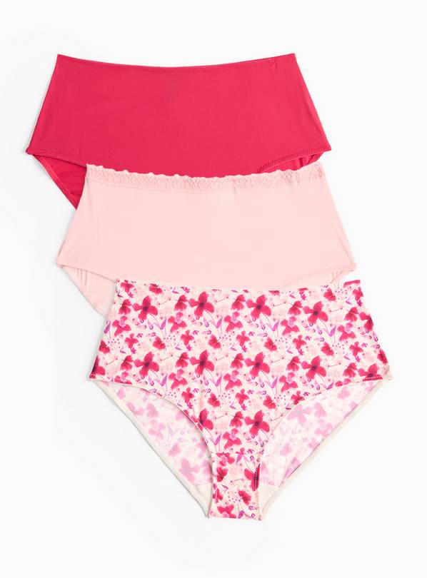 Pink Floral Print Full Knickers 3 Pack 18