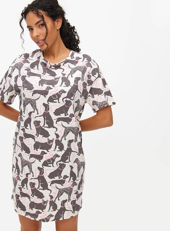 Monochrome Dog Printed Nightdress XXL