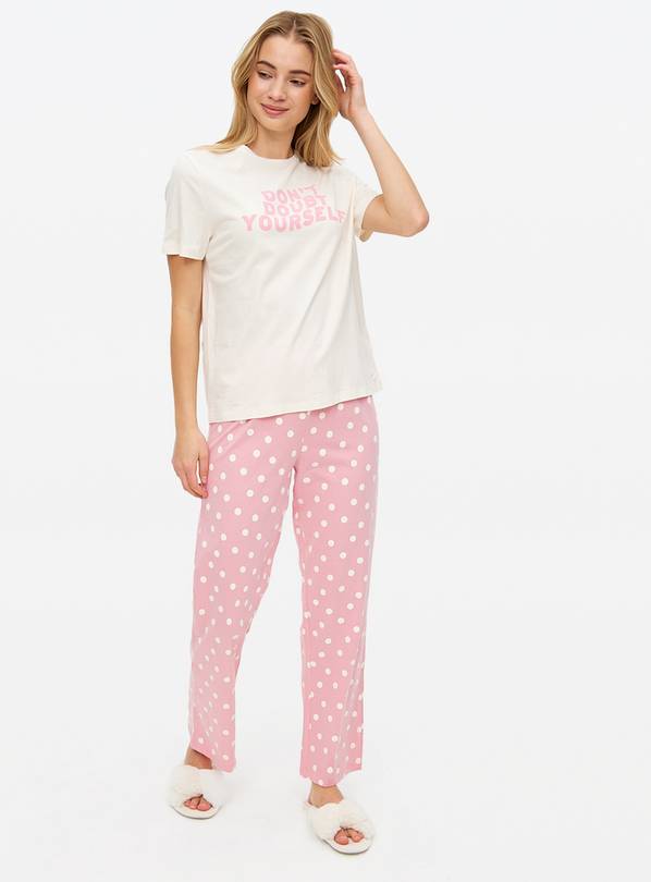 Pink  Don't Doubt Yourself Slogan Pyjamas L