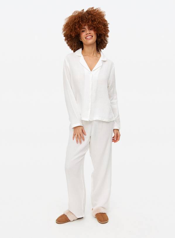 White Double Cloth Traditional Pyjamas L