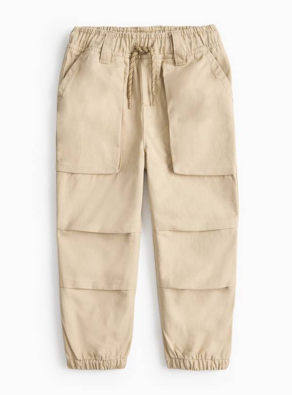 Stone Woven Cargo Trousers 2-3 years