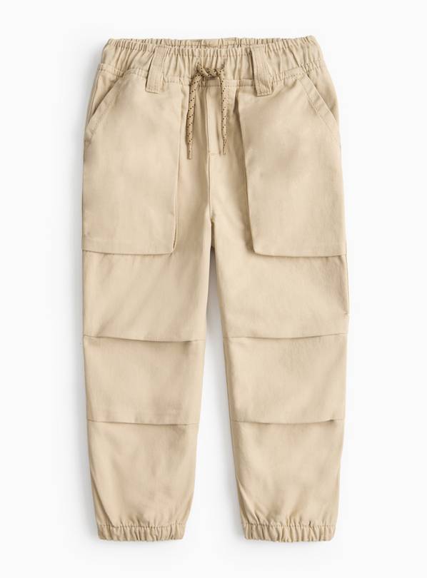 Stone Woven Cargo Trousers 1-2 years