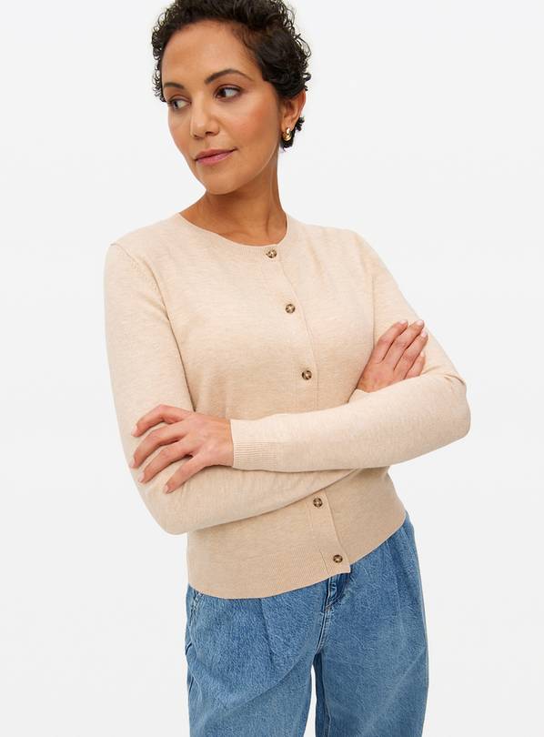 Oatmeal Soft-Touch Crew Neck Cardigan 22