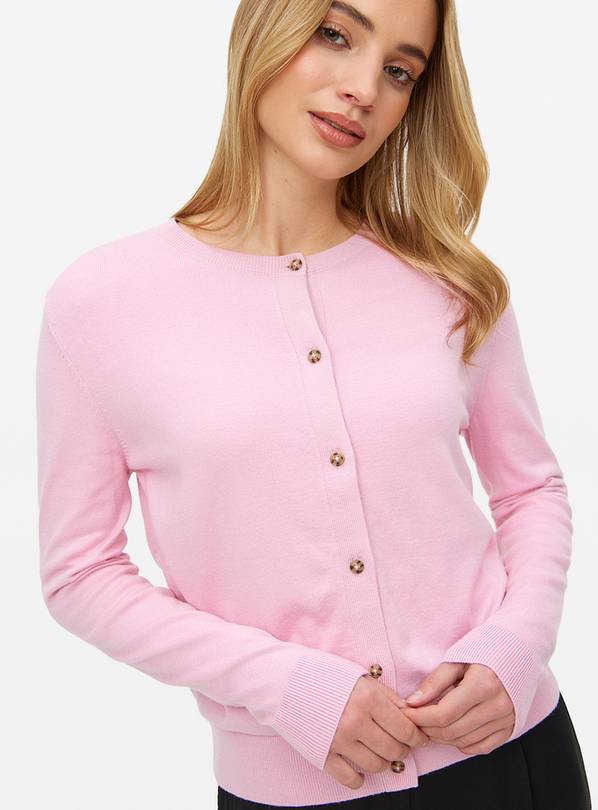 Pink Soft-Touch Crew Neck Cardigan 16