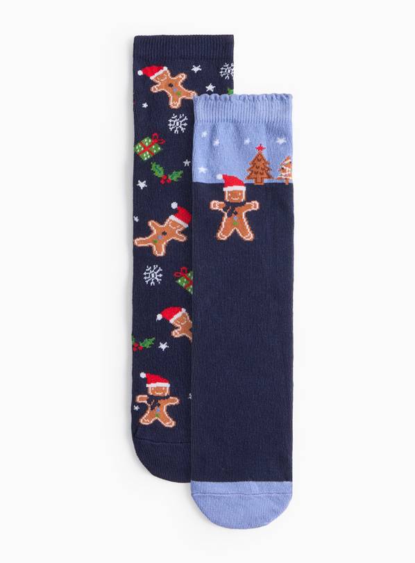 Matching Family Women's Christmas Gingerbread Ankle Socks 2 Pack 4-8