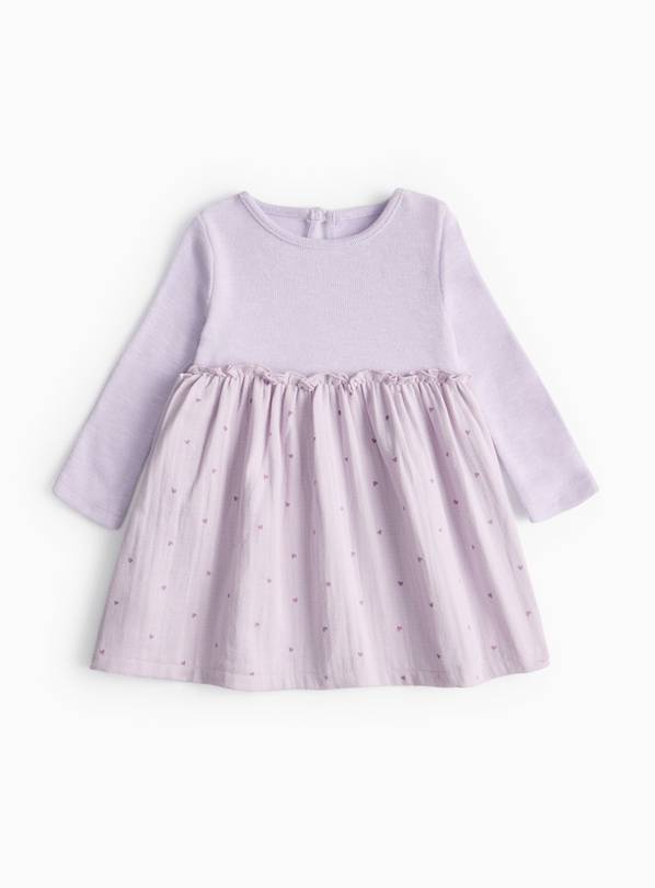 Lilac Heart Print Twofer Dress 6-9 months